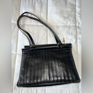 Vintage Jack Georges Woven Leather Briefcase Tote Laptop Bag Made in USA